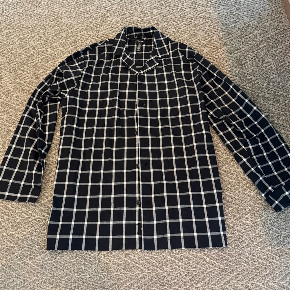 Nordstrom Black and White Plaid Shirt